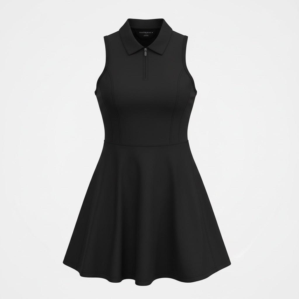 TRAVIS MATHEW MOVEKNIT ZIP DRESS L (BLACK)